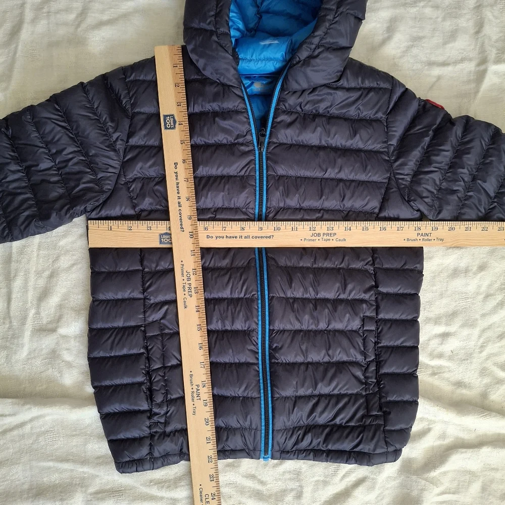 Rokka & Rolla 90% Down Puffer Jacket Kids Childs L 10-12  Lightweight Hood Navy
